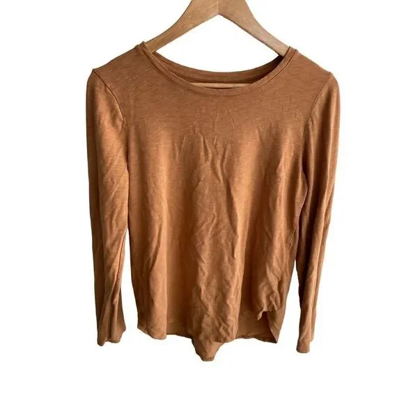Tahari Soft Long Sleeve Basic Brown Top Cotton Mix - Picture 1 of 4